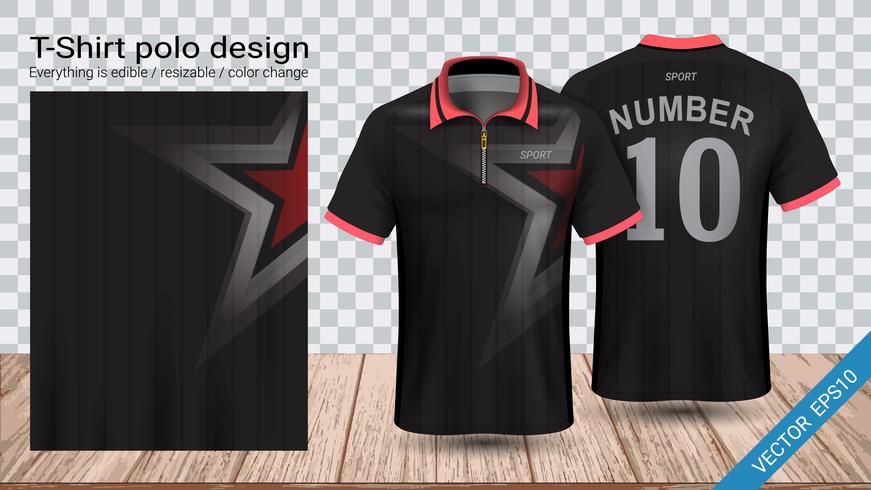 T-shirt polo con cerniera, modello mockup di Soccer jersey sport per kit calcio o divisa activewear. vettore