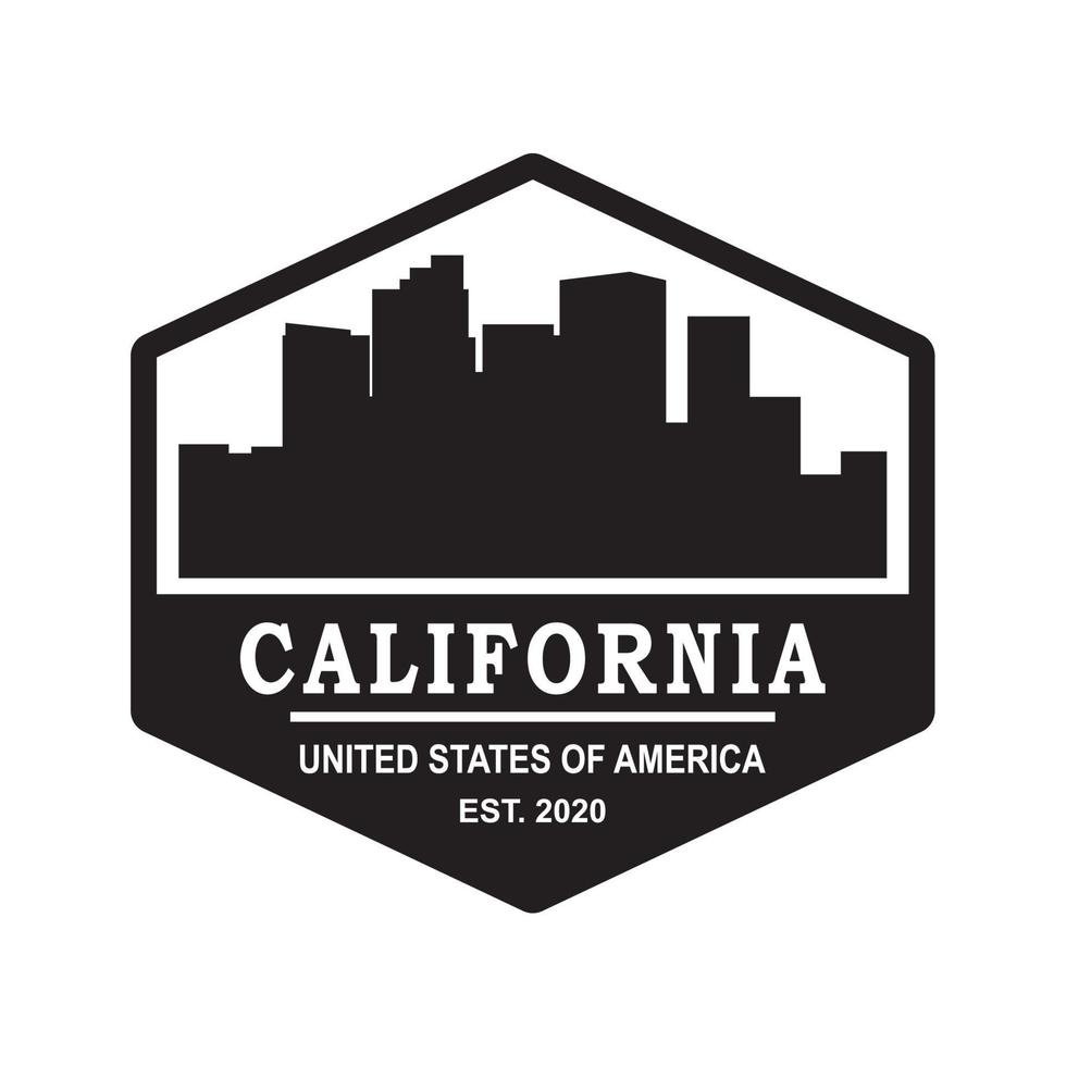 logo di vettore della siluetta dell'orizzonte della california