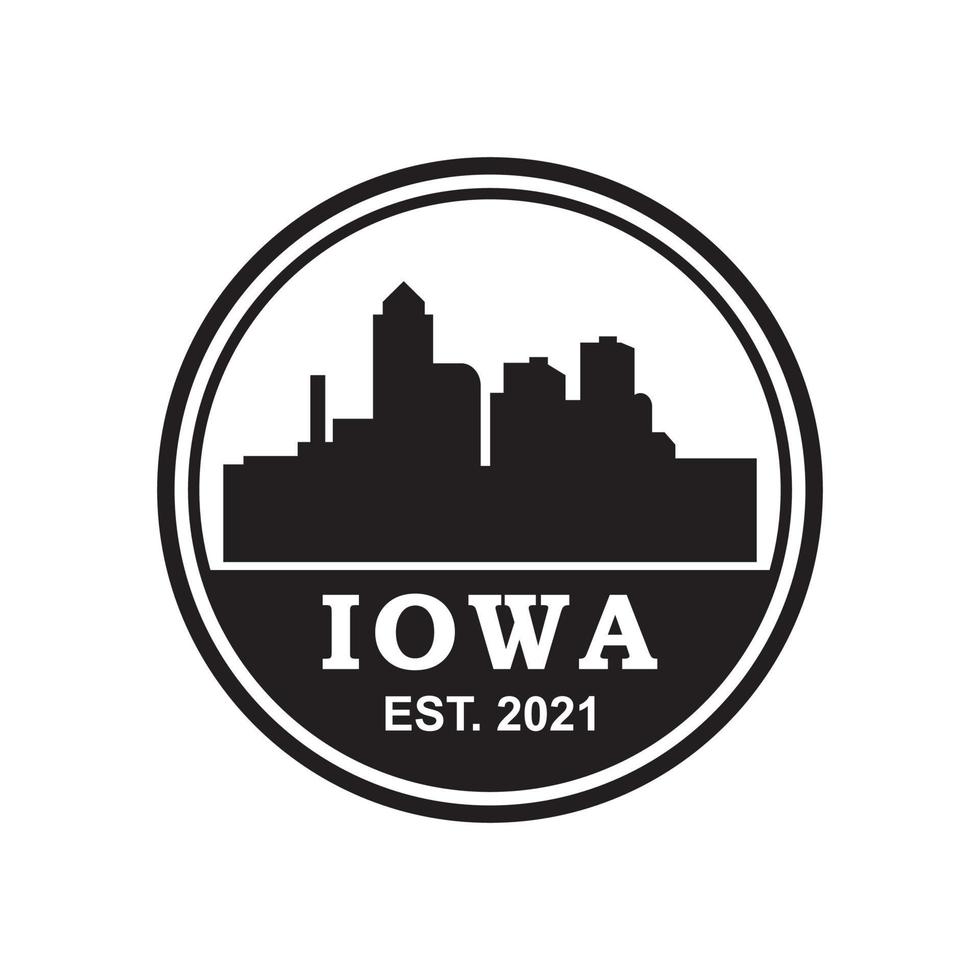 logo di vettore della siluetta dell'orizzonte dell'Iowa