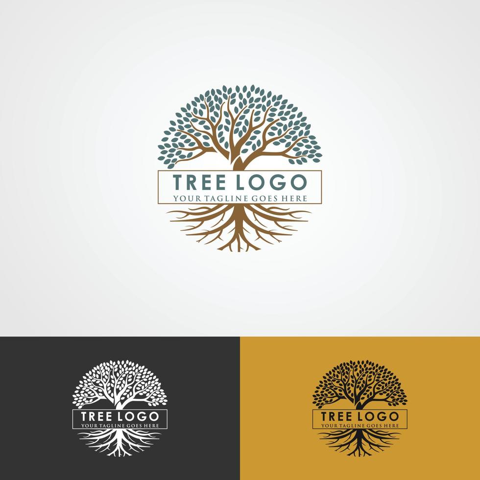 radici dell'illustrazione del logo dell'albero. sagoma di vettore dell'albero.