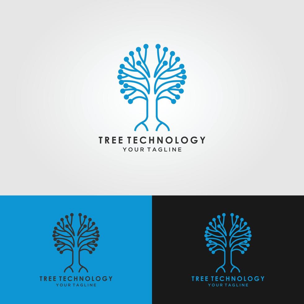 logo dell'albero della tecnologia su sfondo bianco. illustrazione vettoriale