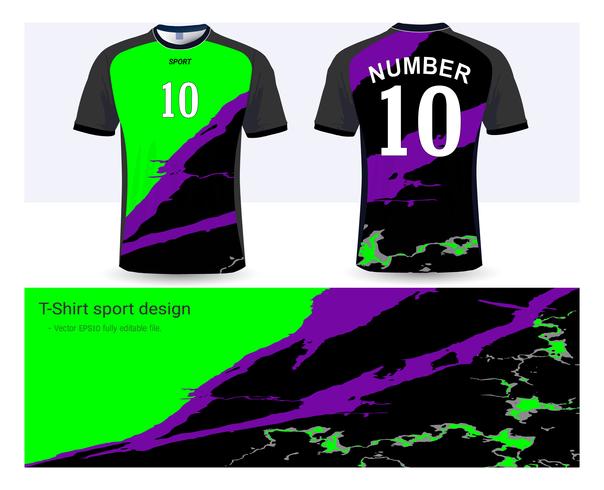 Modello di mockup di sport di jersey da calcio e t-shirt, grafica per le divise del calcio o delle divise activewear. vettore