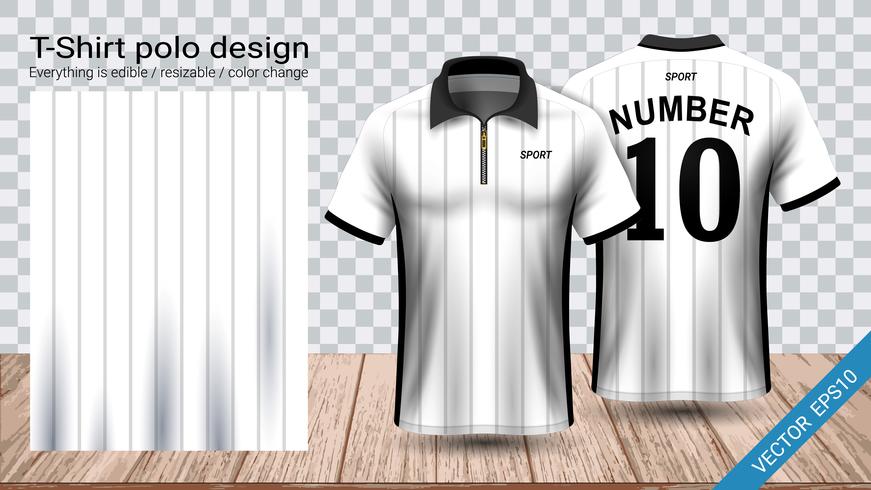 T-shirt polo con cerniera, modello mockup di Soccer jersey sport per kit calcio o divisa activewear. vettore