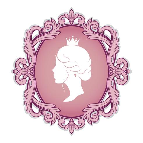 profilo silhouette di una principessa in cornice vettore