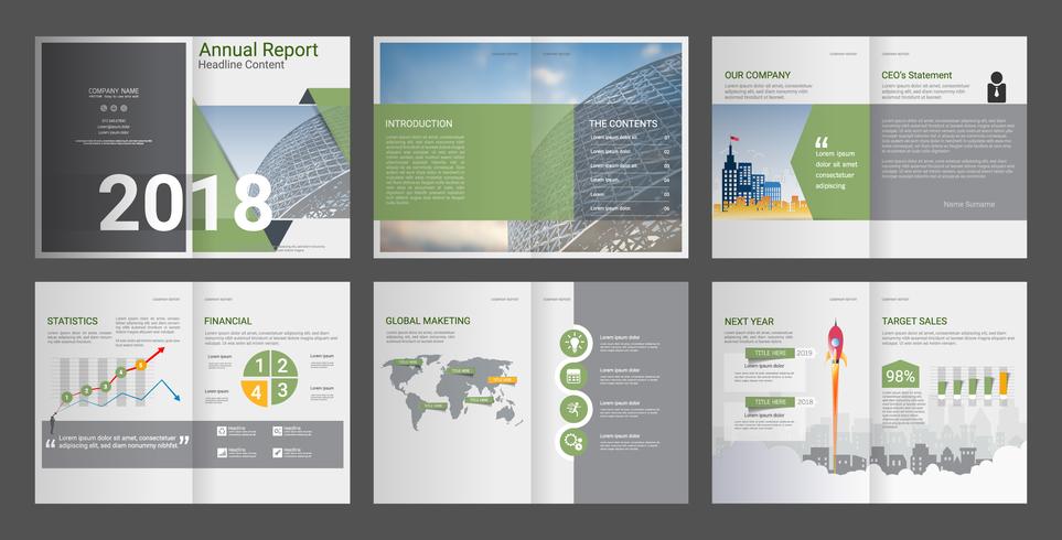 Rapporto annuale per il profilo aziendale e la brochure dell&#39;agenzia pubblicitaria. vettore