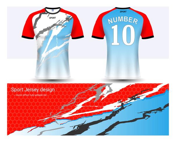 Modello di mockup di sport di jersey da calcio e t-shirt, grafica per le divise del calcio o delle divise activewear. vettore