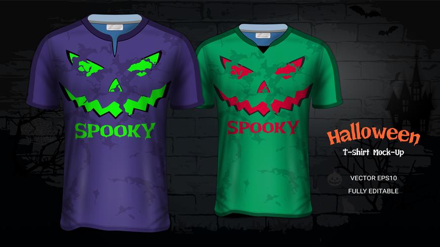 Modello di Mockup di t-shirt costume di Halloween. vettore