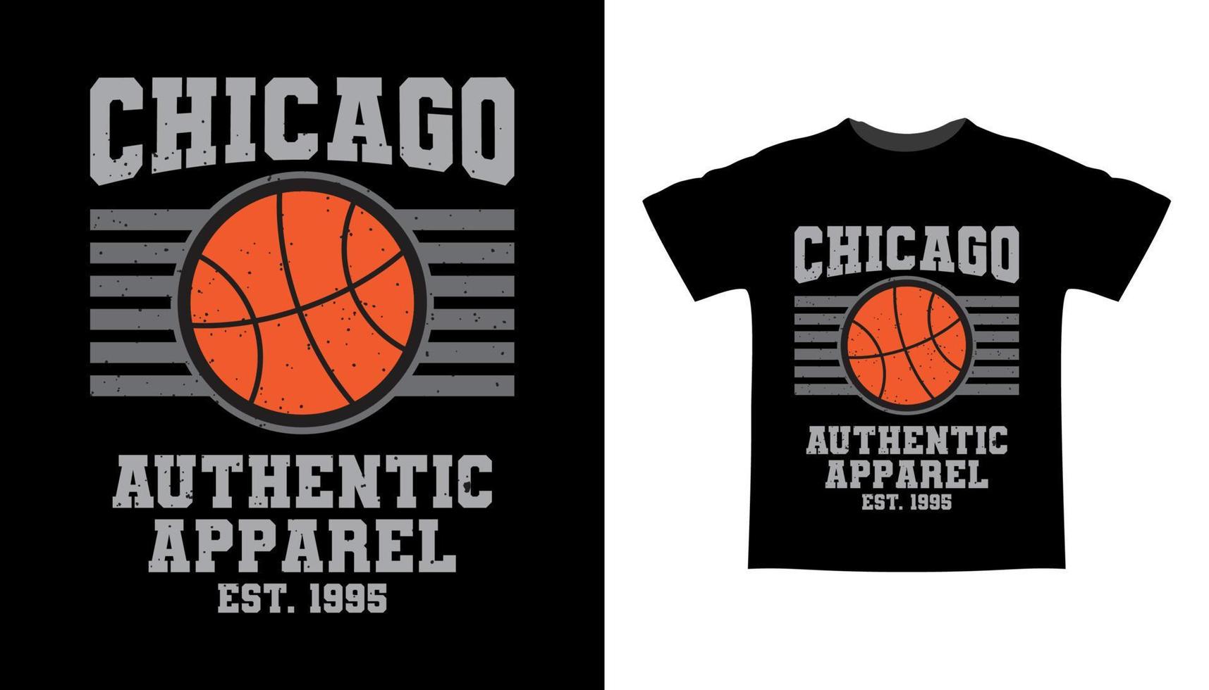 abbigliamento chicago autentico con t-shirt tipografica da basket vettore