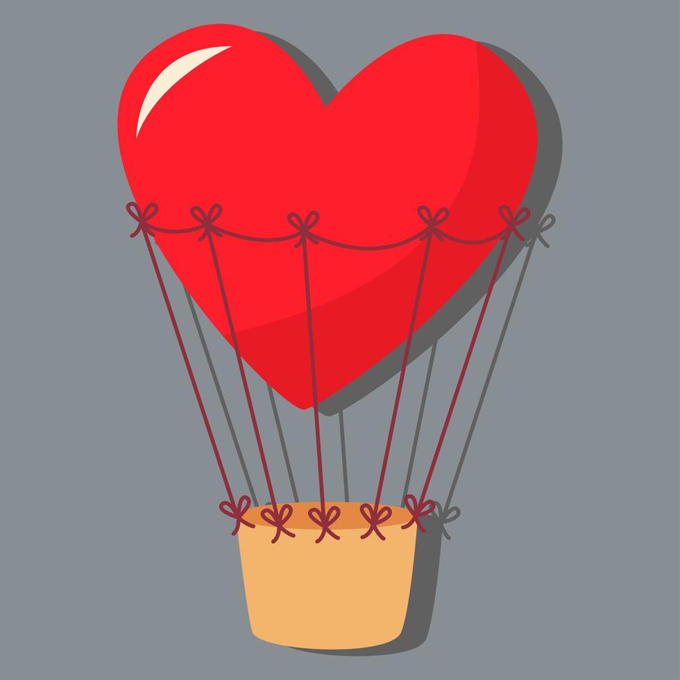 un pallone volante a forma di cuore. giorno dell'amore. vettore