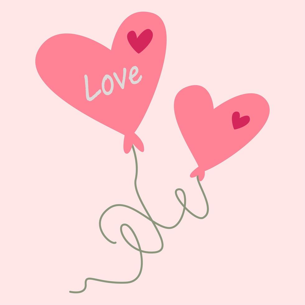 due palloncini con la scritta amore. immagine vettoriale in stile boho.