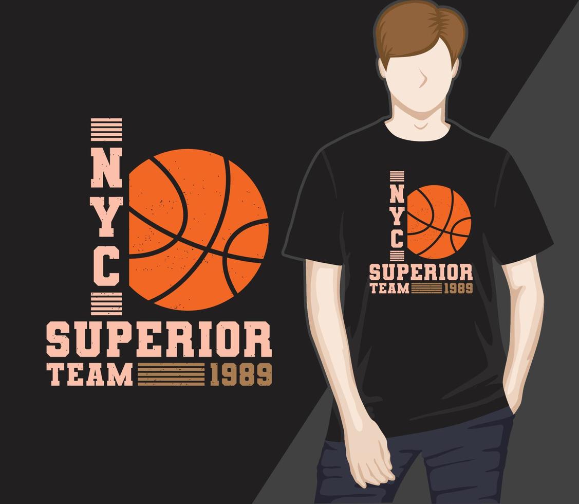 design t-shirt tipografia basket new york vettore