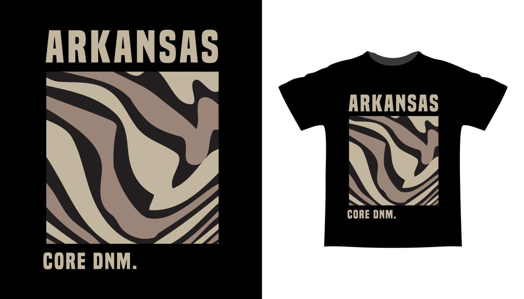 tipografia denim core arkansas con design t-shirt con forme astratte vettore