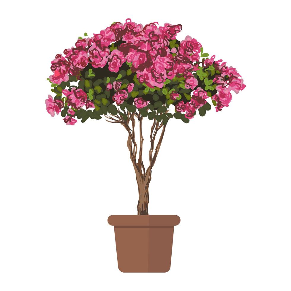 illustrazione di azalea albero in fiore vettore