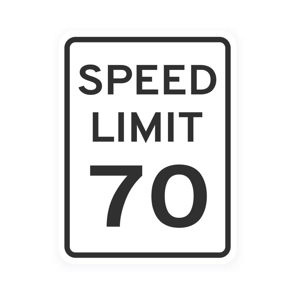 limite di velocità 70 icona del traffico stradale segno design piatto stile illustrazione vettoriale. vettore