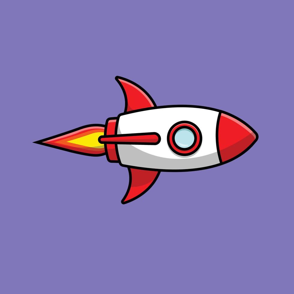illustrazione dell'icona di vettore del fumetto dell'astronave del razzo. scienza tecnologia icona concetto isolato premium vettore. stile cartone animato piatto