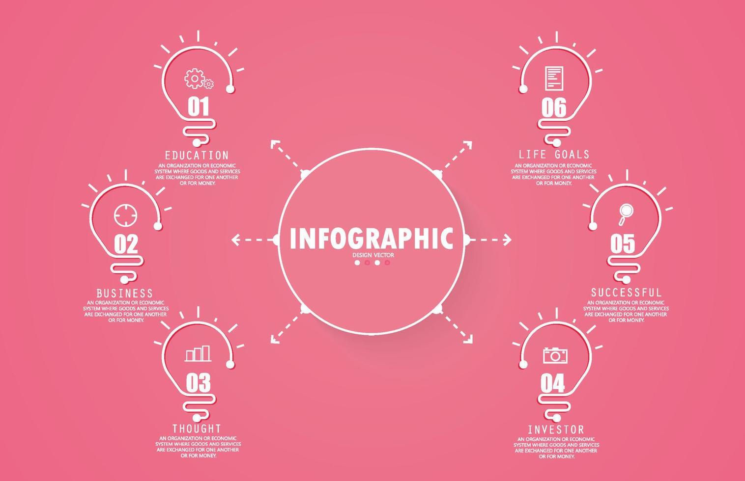 idea di business di presentazione modello infografica timeline con icone, opzioni o passaggi. le infografiche per idee di business possono essere utilizzate per dati grafici, diagrammi di flusso, siti Web, banner. vettore