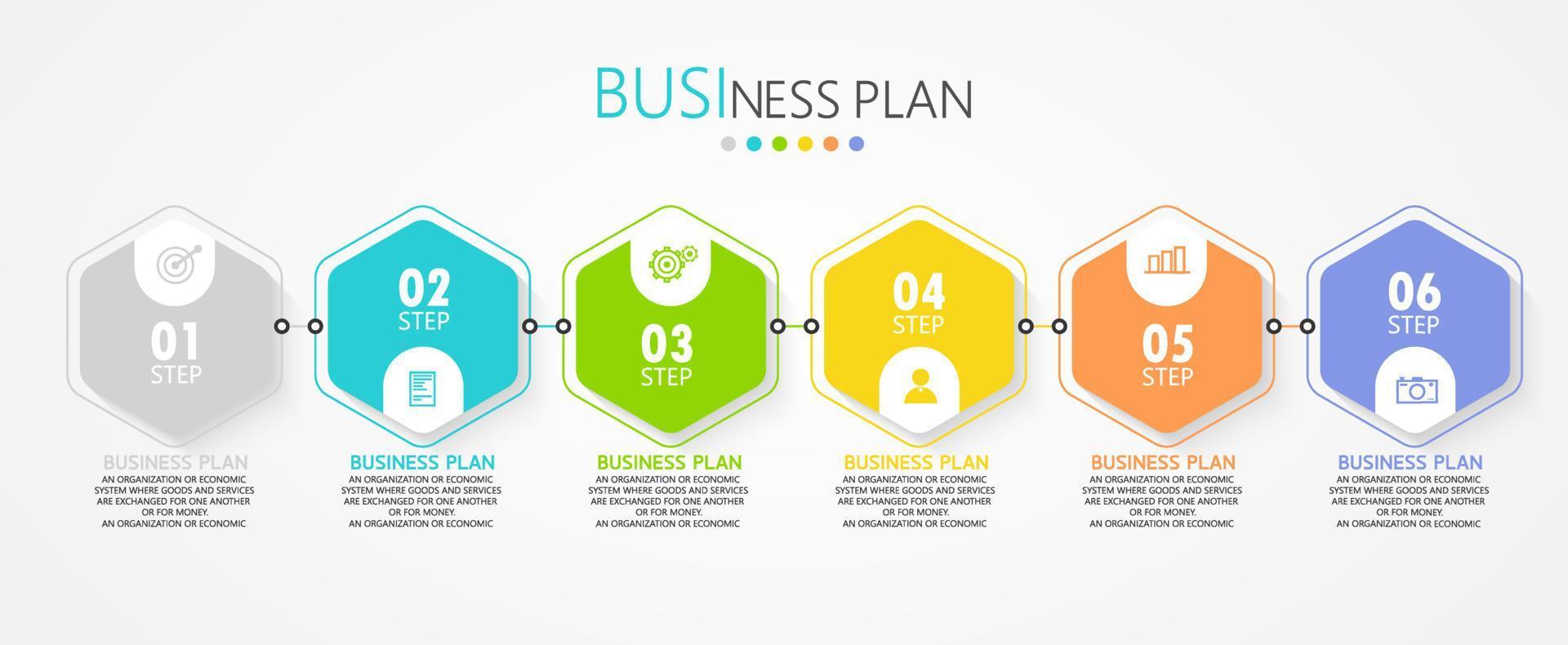 idea di business di presentazione modello infografica timeline con icone, opzioni o passaggi. le infografiche per idee di business possono essere utilizzate per dati grafici, diagrammi di flusso, siti Web, banner. vettore