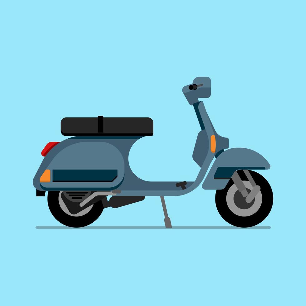 illustrazione piana dell'icona di vettore del fumetto classico dello scooter