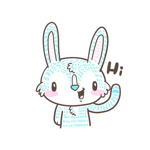 carino piccolo coniglio e coniglio cartoon doodle vettoriale