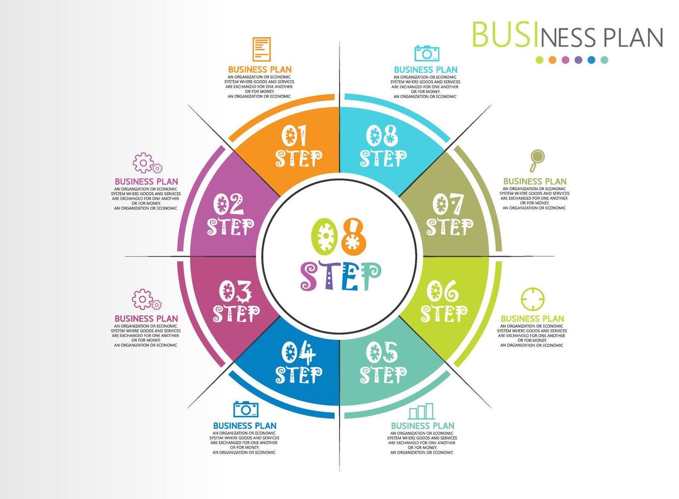 idea di business di presentazione modello infografica timeline con icone, opzioni o passaggi. le infografiche per idee di business possono essere utilizzate per dati grafici, diagrammi di flusso, siti Web, banner. vettore