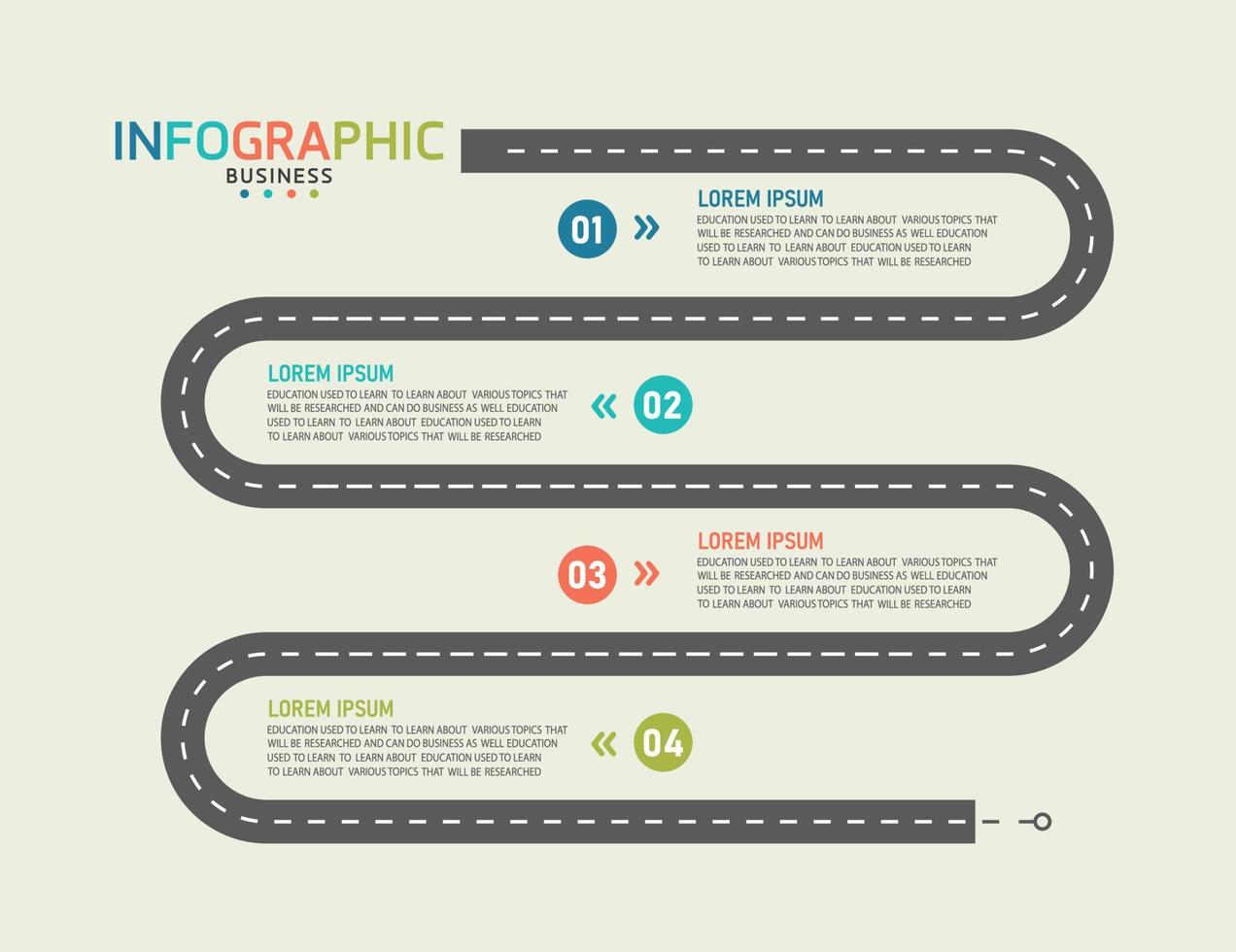 idea di business di presentazione modello infografica timeline con icone, opzioni o passaggi. le infografiche per idee di business possono essere utilizzate per dati grafici, diagrammi di flusso, siti Web, banner. vettore