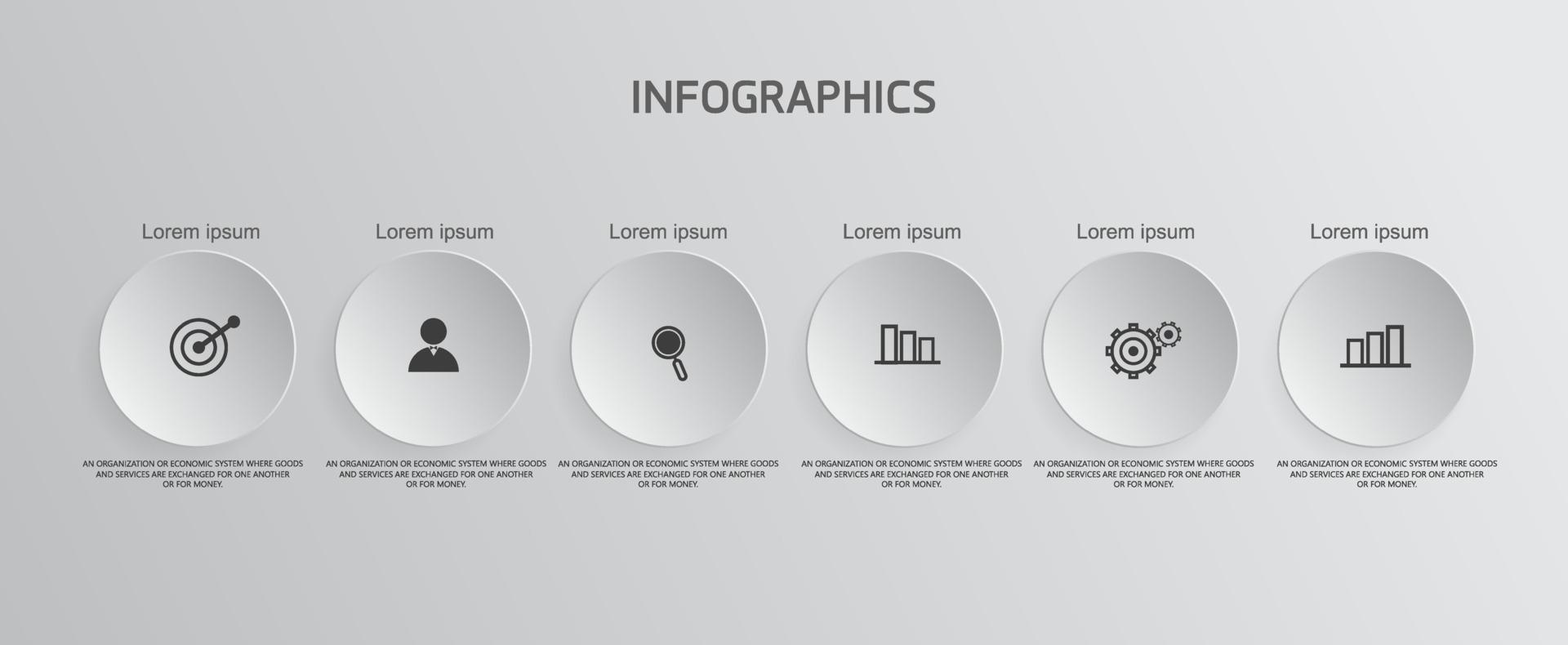 idea di business di presentazione modello infografica timeline con icone, opzioni o passaggi. le infografiche per idee di business possono essere utilizzate per dati grafici, diagrammi di flusso, siti Web, banner. vettore