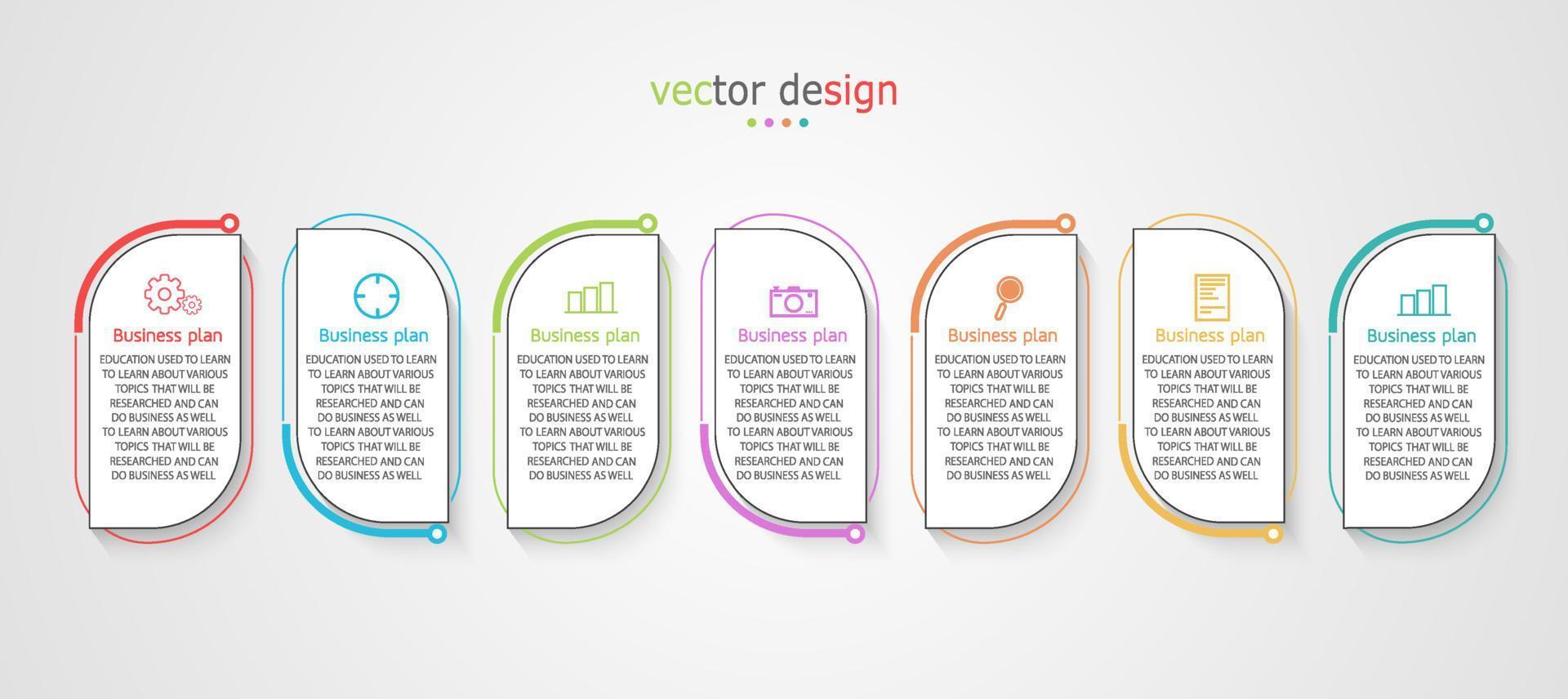 idea di business di presentazione modello infografica timeline con icone, opzioni o passaggi. le infografiche per idee di business possono essere utilizzate per dati grafici, diagrammi di flusso, siti Web, banner. vettore