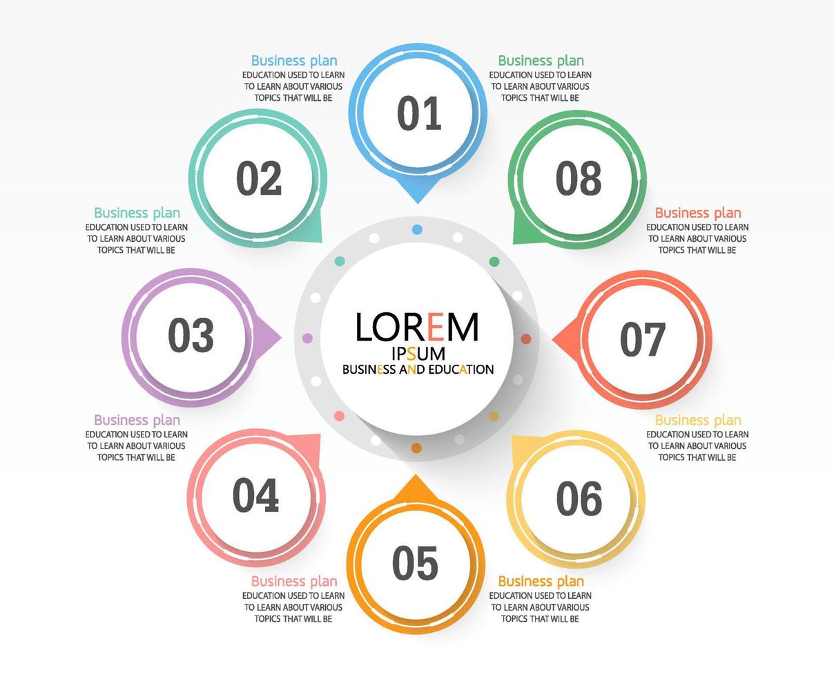 idea di business di presentazione modello infografica timeline con icone, opzioni o passaggi. le infografiche per idee di business possono essere utilizzate per dati grafici, diagrammi di flusso, siti Web, banner. vettore