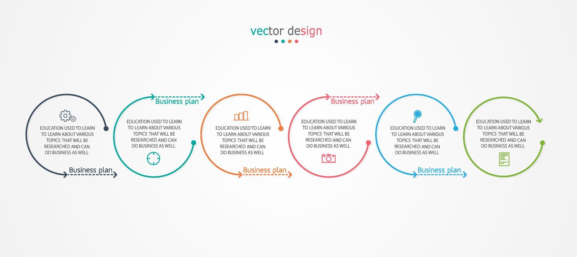 idea di business di presentazione modello infografica timeline con icone, opzioni o passaggi. le infografiche per idee di business possono essere utilizzate per dati grafici, diagrammi di flusso, siti Web, banner. vettore