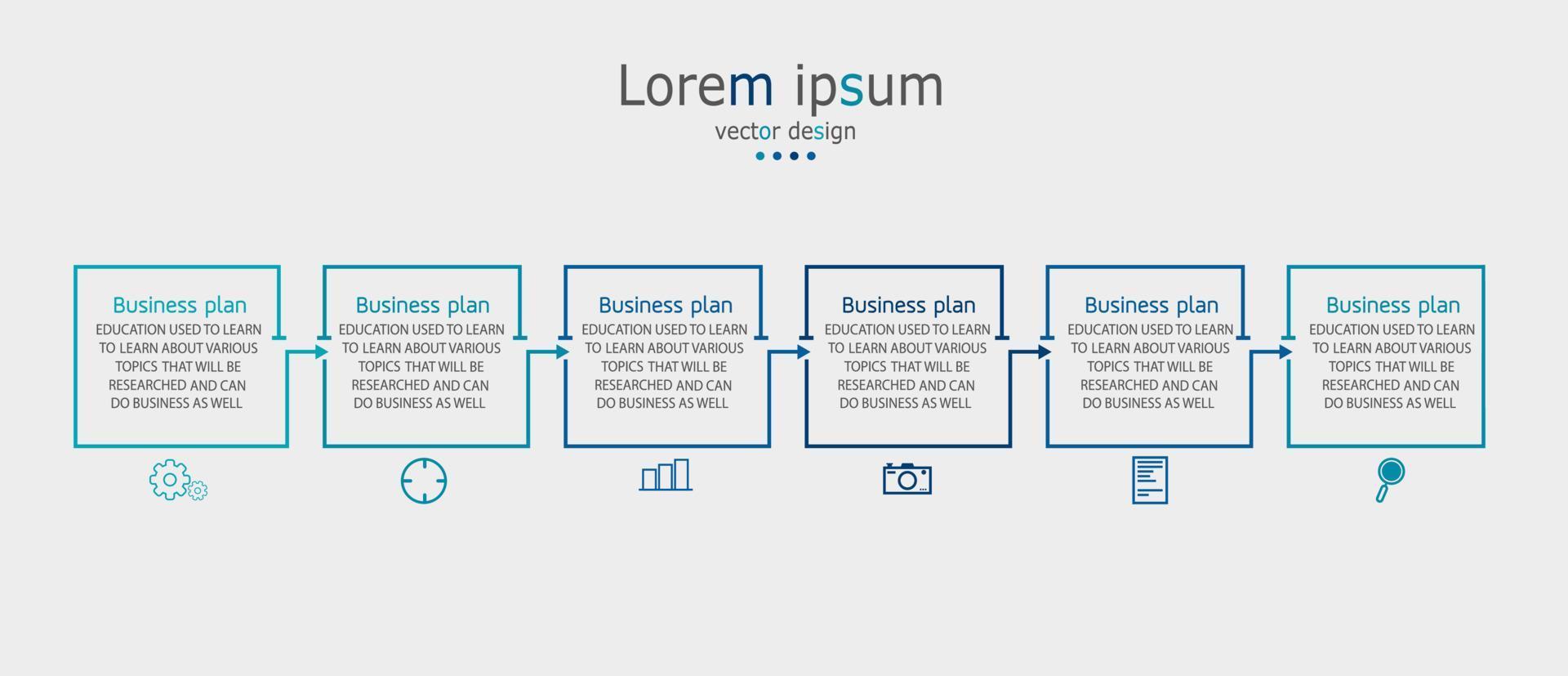 idea di business di presentazione modello infografica timeline con icone, opzioni o passaggi. le infografiche per idee di business possono essere utilizzate per dati grafici, diagrammi di flusso, siti Web, banner. vettore