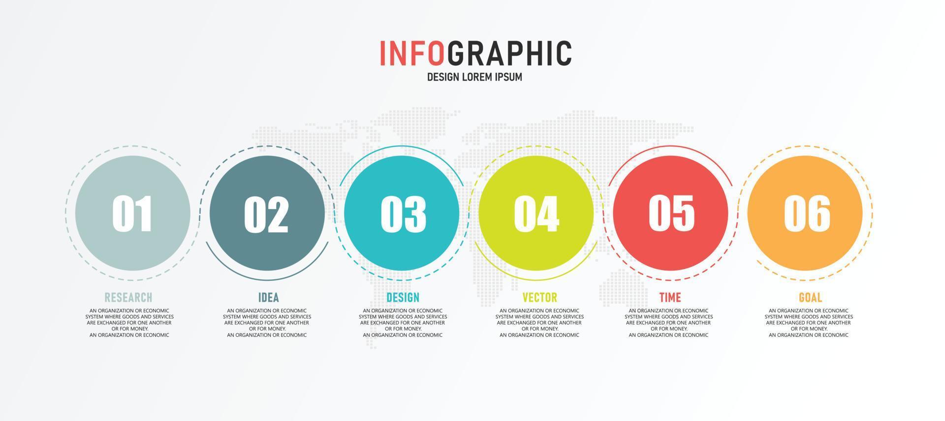 idea di business di presentazione modello infografica timeline con icone, opzioni o passaggi. le infografiche per idee di business possono essere utilizzate per dati grafici, diagrammi di flusso, siti Web, banner. vettore