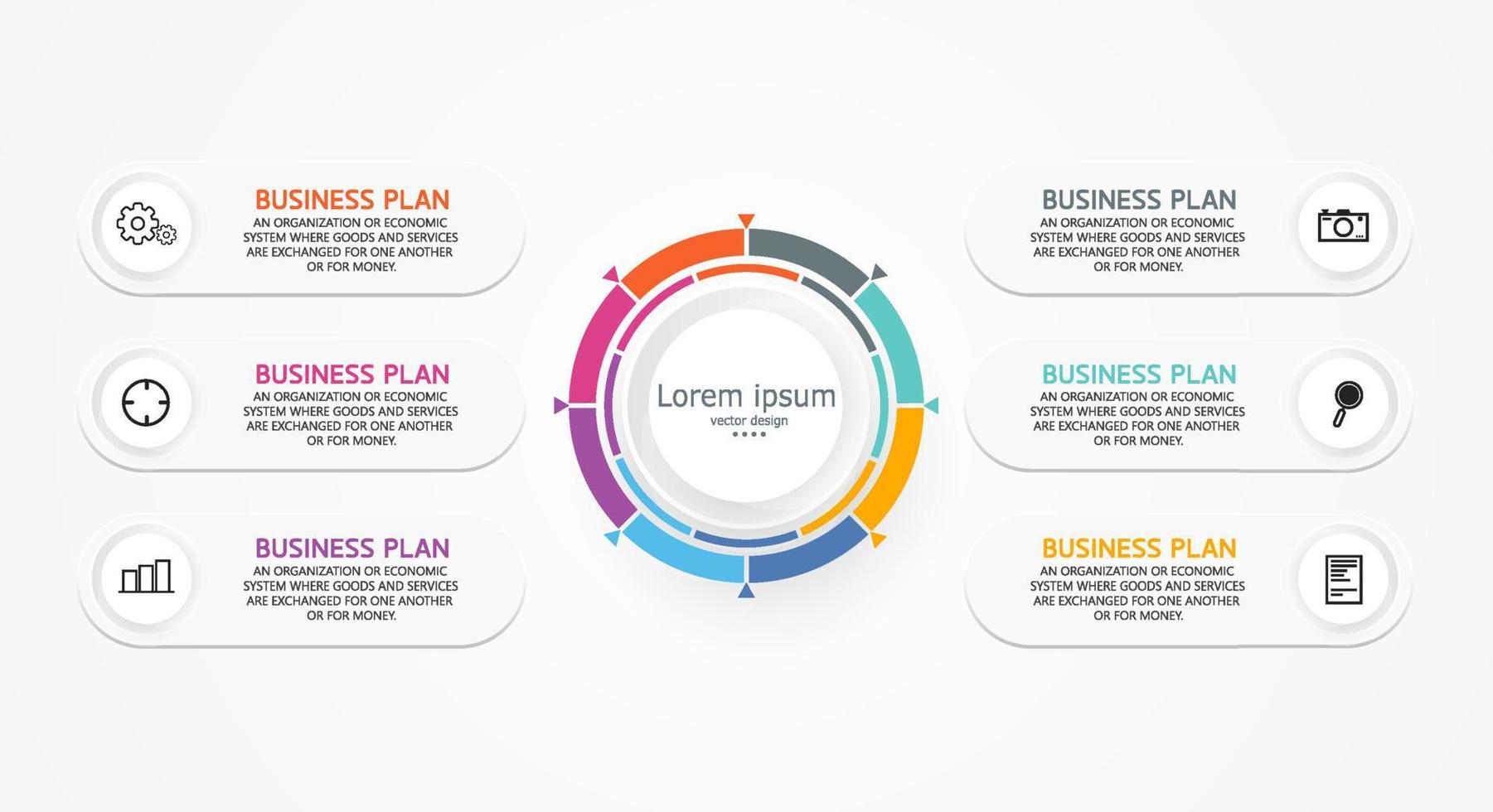 idea di business di presentazione modello infografica timeline con icone, opzioni o passaggi. le infografiche per idee di business possono essere utilizzate per dati grafici, diagrammi di flusso, siti Web, banner. vettore