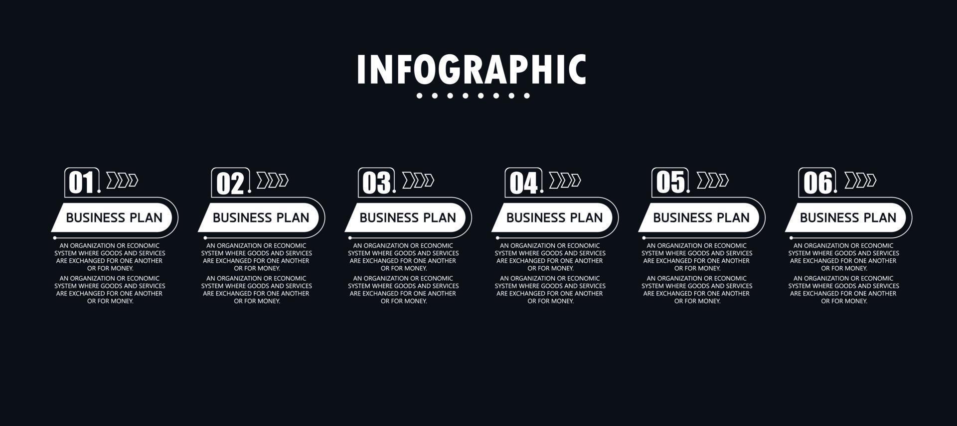 idea di business di presentazione modello infografica timeline con icone, opzioni o passaggi. le infografiche per idee di business possono essere utilizzate per dati grafici, diagrammi di flusso, siti Web, banner. vettore