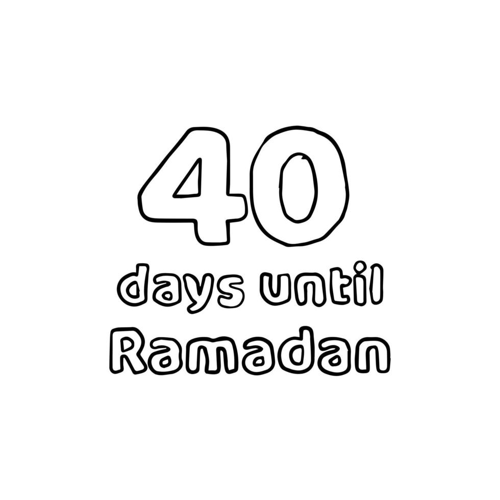 conto alla rovescia per il ramadan - 40 giorni per il ramadan - 40 hari menuju ramadhan illustrazione dello schizzo a matita vettore