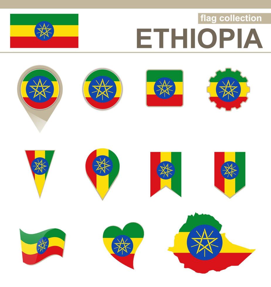 collezione di bandiere dell'Etiopia vettore