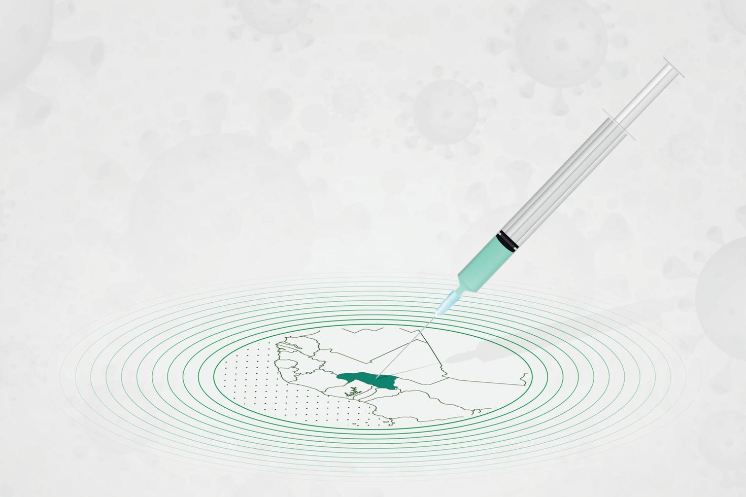 concetto di vaccinazione del burkina faso, iniezione di vaccino nella mappa del burkina faso. vaccino e vaccinazione contro il coronavirus, covid-19. vettore