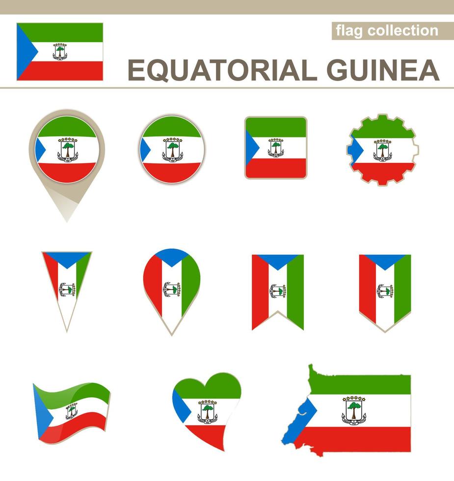 collezione di bandiere della Guinea equatoriale vettore
