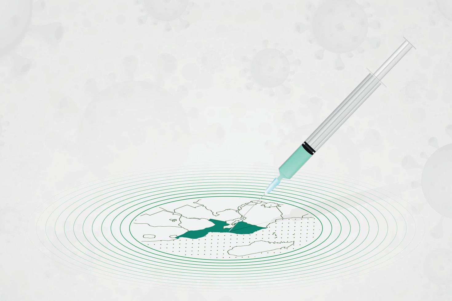 concetto di vaccinazione del mozambico, iniezione di vaccino nella mappa del mozambico. vaccino e vaccinazione contro il coronavirus, covid-19. vettore