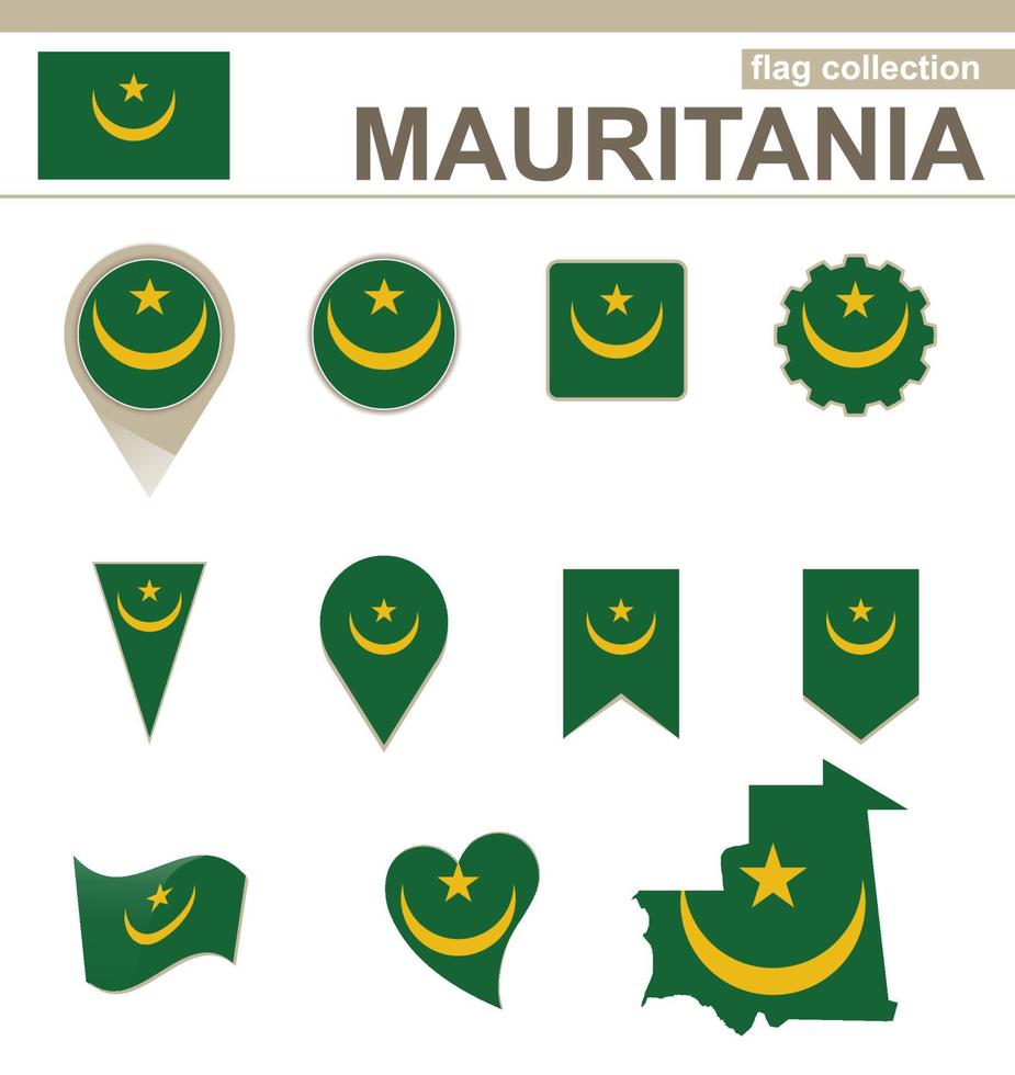 collezione di bandiere della mauritania vettore