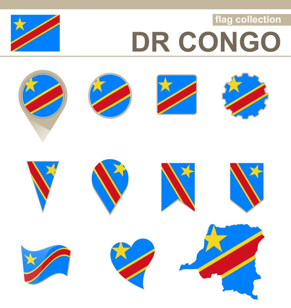collezione di bandiere della Repubblica Democratica del Congo vettore