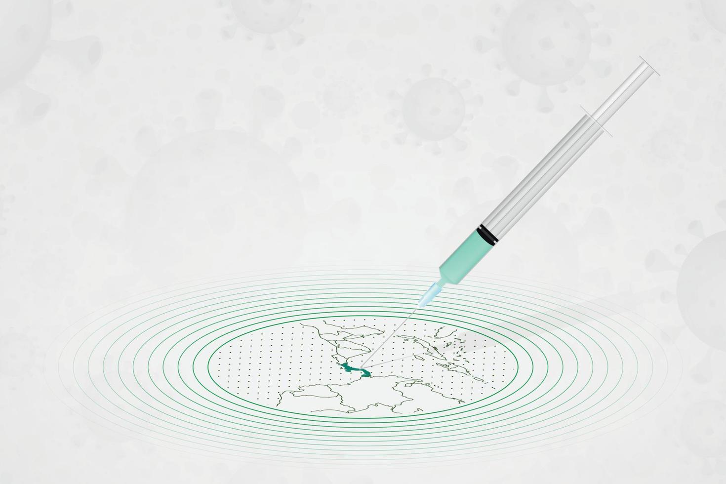 concetto di vaccinazione panama, iniezione di vaccino nella mappa di panama. vaccino e vaccinazione contro il coronavirus, covid-19. vettore