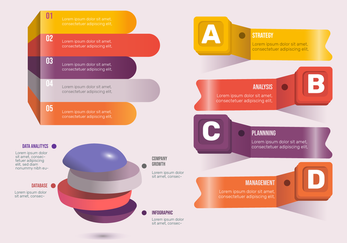 Insieme di vettore degli elementi di Infographic dell&#39;insegna 3D