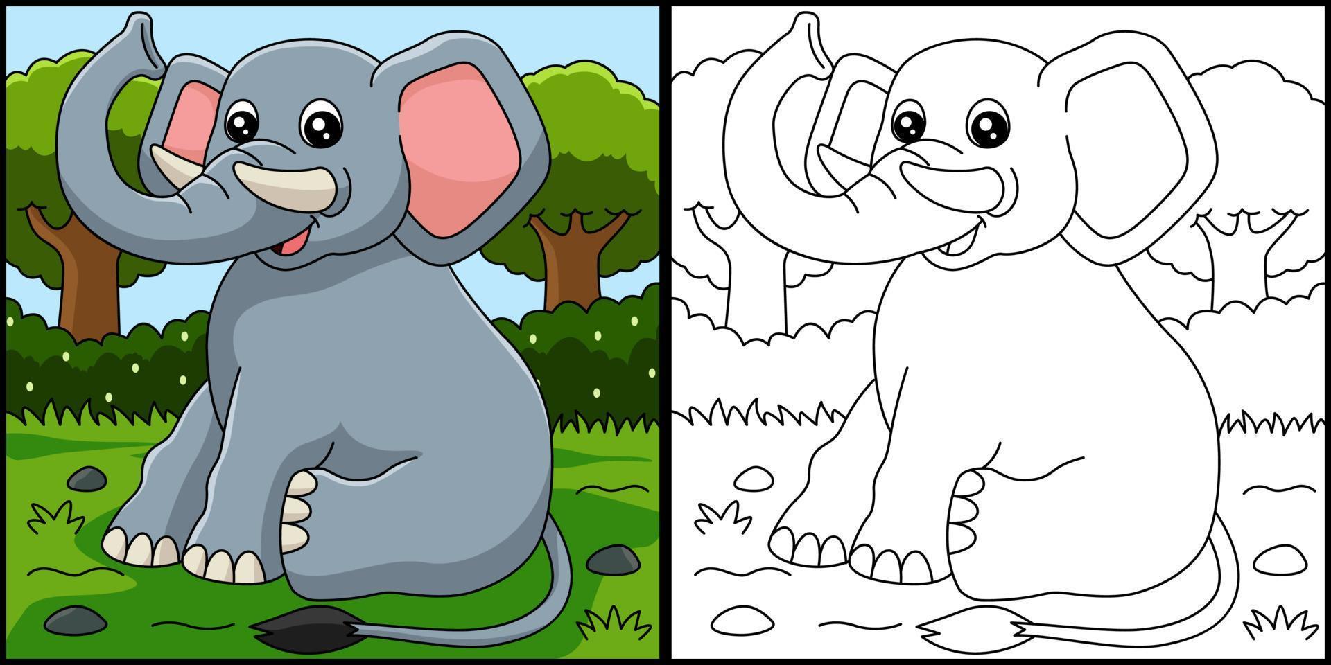 illustrazione di vettore della pagina di colorazione dell'elefante