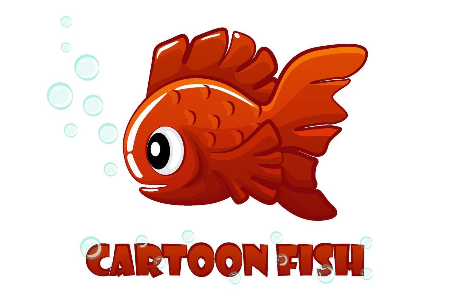 il pesce rosso del fumetto nuota in un acquario. simpatico bellissimo pesce d'acquario e logo. vettore