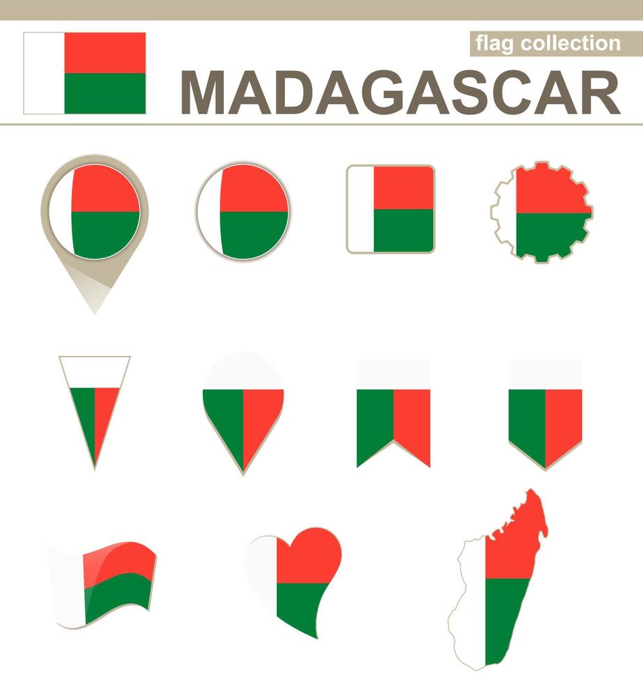 collezione di bandiere del madagascar vettore