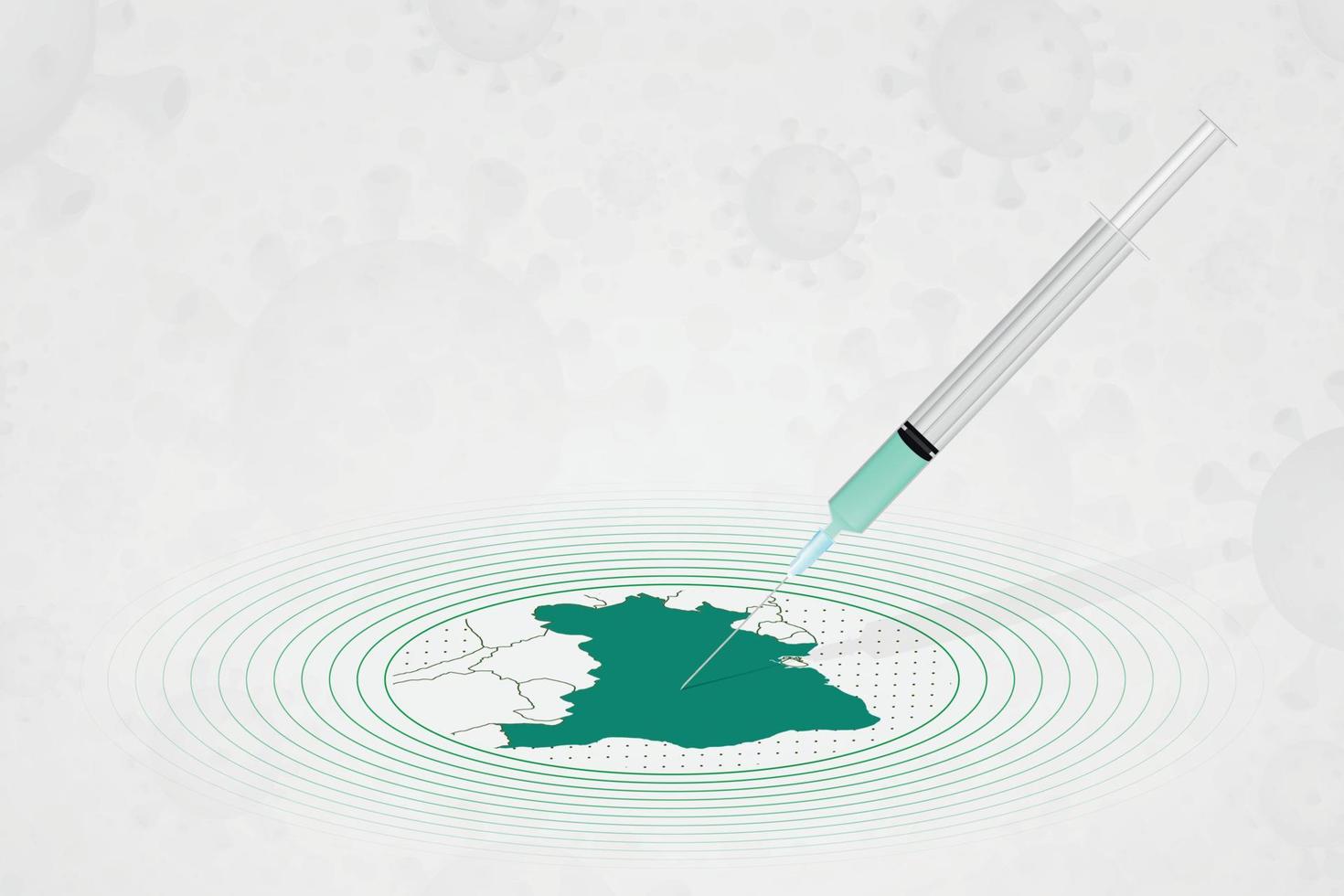 concetto di vaccinazione brasiliana, iniezione di vaccino nella mappa del brasile. vaccino e vaccinazione contro il coronavirus, covid-19. vettore