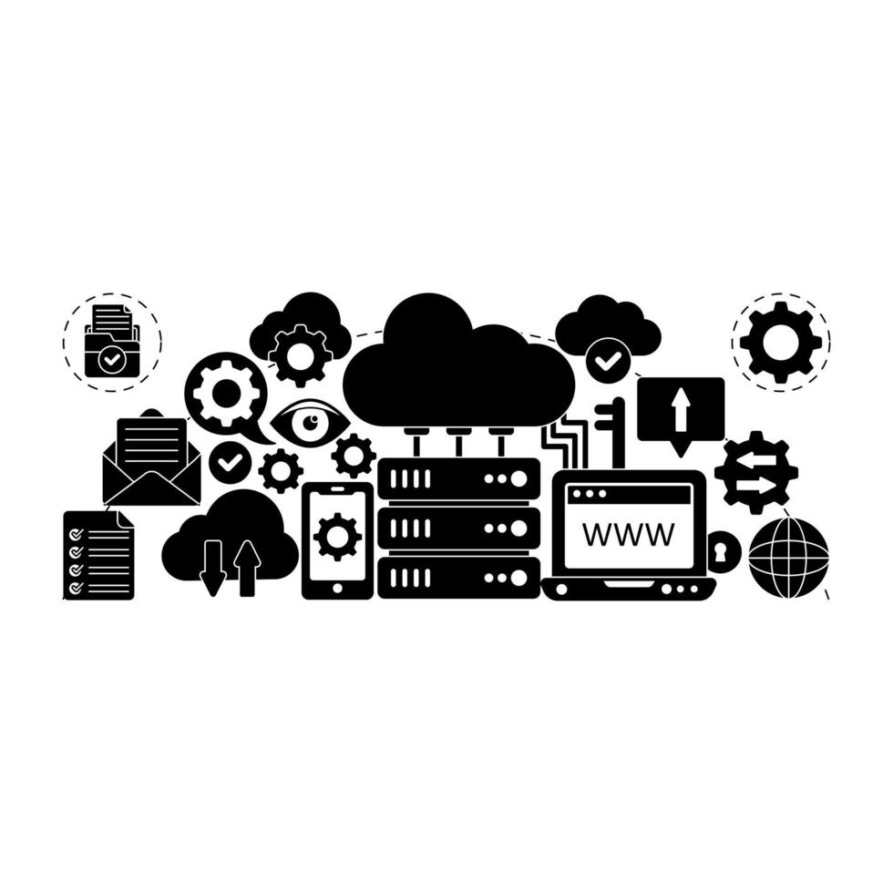 illustrazione di progettazione concettuale del cloud hosting vettore