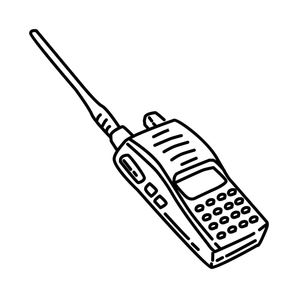 icona del walkie-talkie. doodle disegnato a mano o stile icona di contorno. vettore