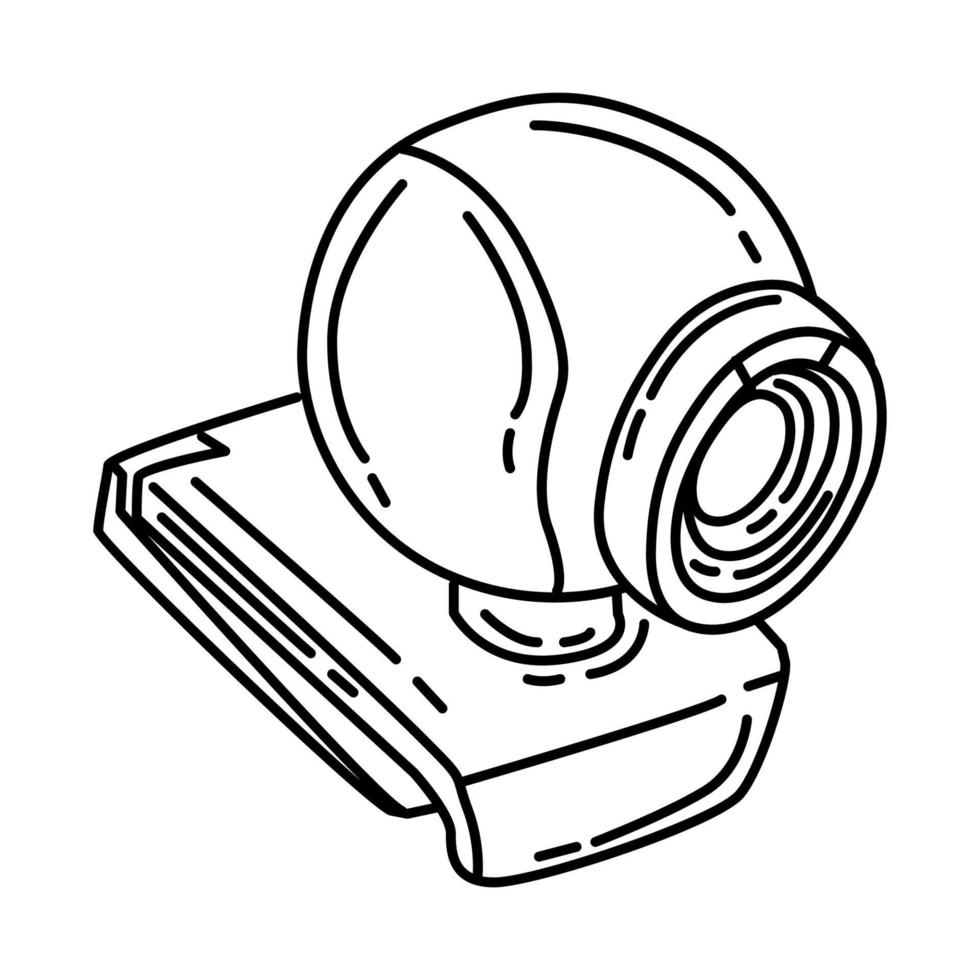 icona portatile della webcam. doodle disegnato a mano o stile icona di contorno. vettore