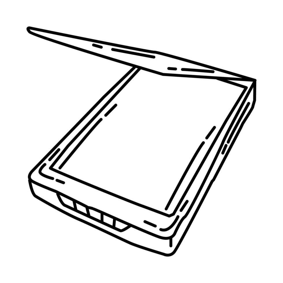 icona della macchina dello scanner. doodle disegnato a mano o stile icona di contorno. vettore